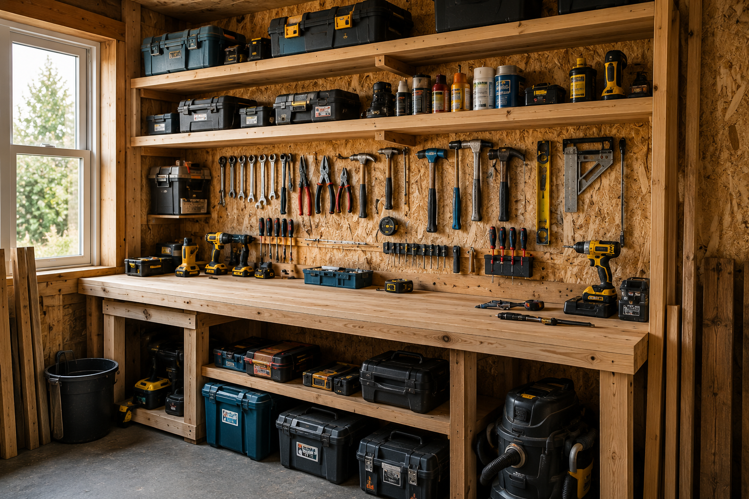 A tidy workshop prepared for property maintenance work