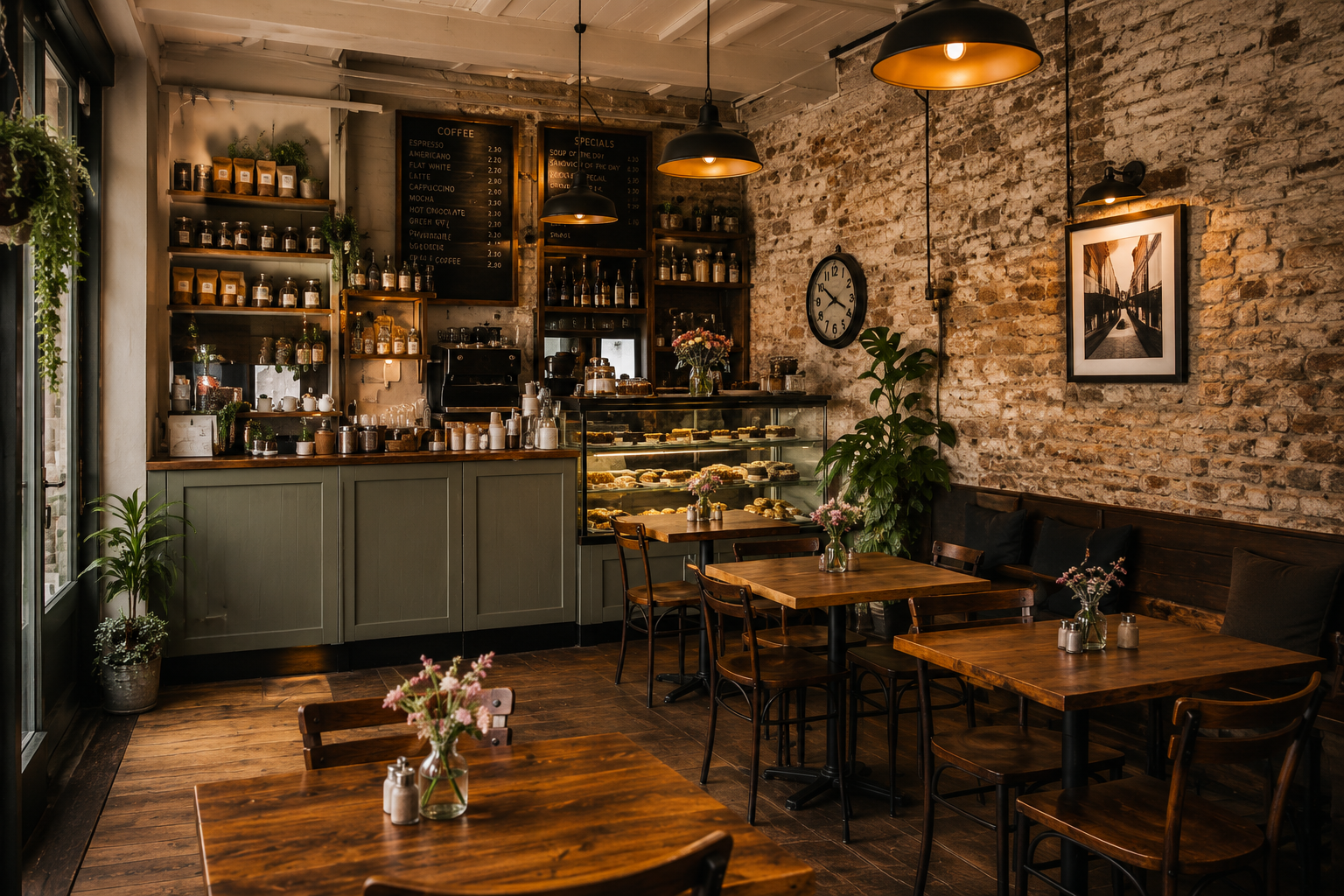 Warm interior of The Walled City Café